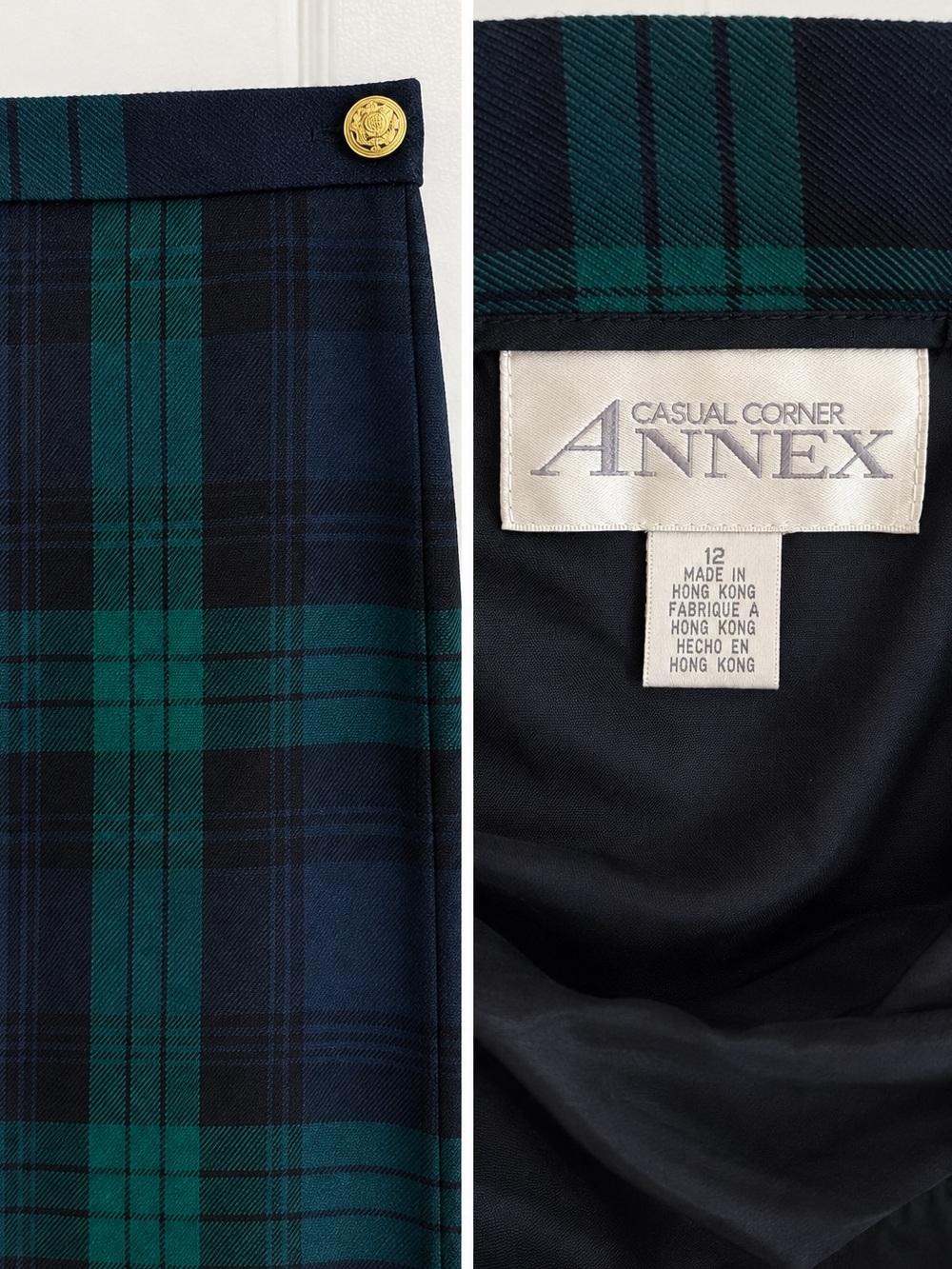 Vintage Casual Corner Annex Black Watch Tartan Plaid Maxi Skirt 12 - Picture 3 of 3